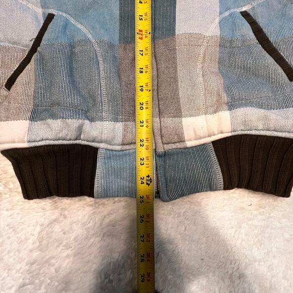 Billabong Women's Blue White Brown Plaid Zip Up Jacket Size Small - Picture 7 of 9